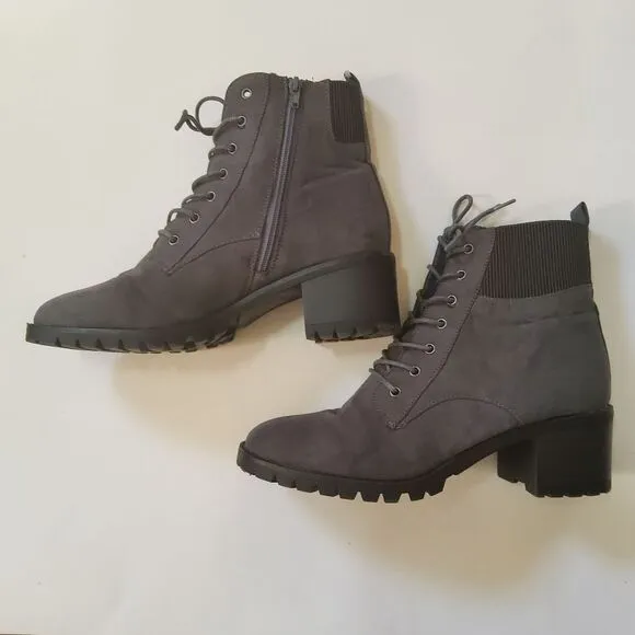 Market &amp; Spruce Combat Lace Up  Ankle Boots Booties Size 10 Grey NWOT