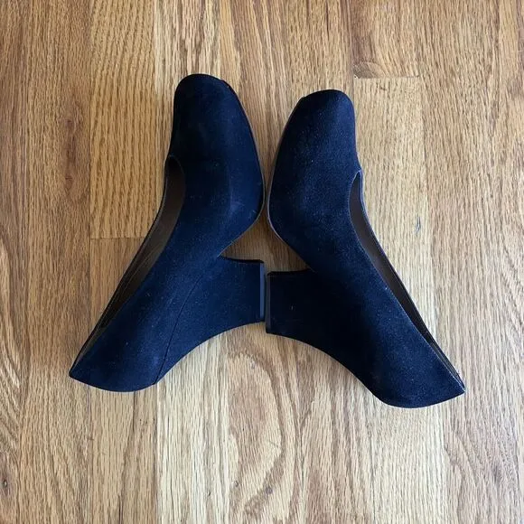 Marni Shoes Black Suede Cone Heel Leather‎ Round Toe 40's Inspire Size 8 38 EU