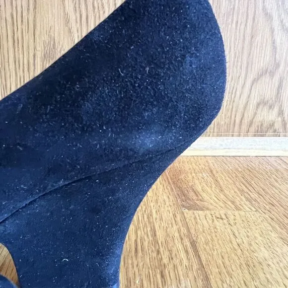 Marni Shoes Black Suede Cone Heel Leather‎ Round Toe 40's Inspire Size 8 38 EU