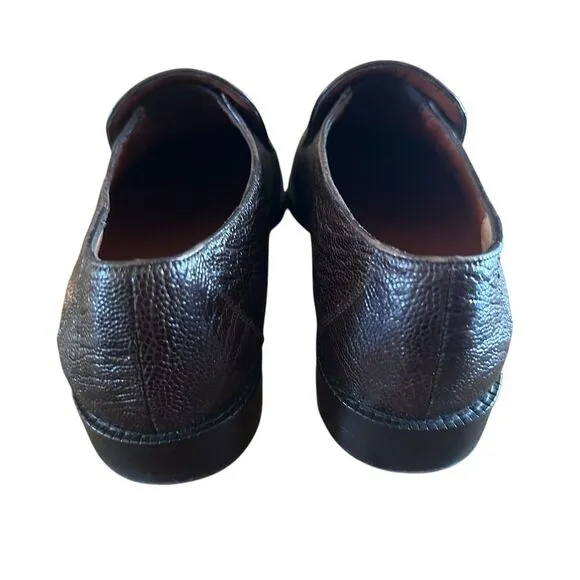 Marquez de Leon Dress Shoes Men's Size 25A US 7A Brown Ostrich Leather‎ Slip On