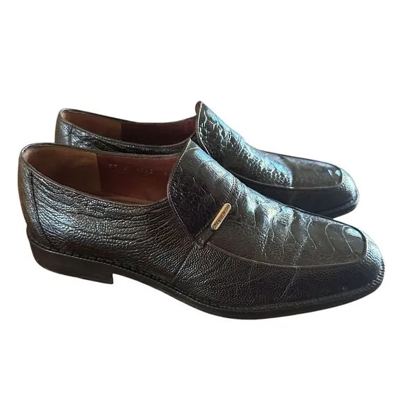 Marquez de Leon Dress Shoes Men's Size 25A US 7A Brown Ostrich Leather‎ Slip On