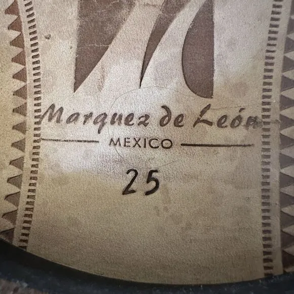 Marquez de Leon Dress Shoes Men's Size 25A US 7A Brown Ostrich Leather‎ Slip On