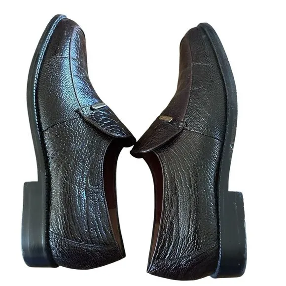 Marquez de Leon Dress Shoes Men's Size 25A US 7A Brown Ostrich Leather‎ Slip On