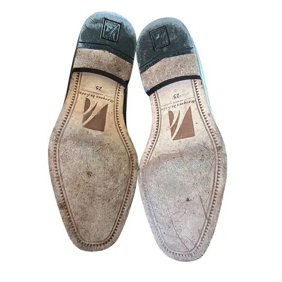 Marquez de Leon Dress Shoes Men's Size 25A US 7A Brown Ostrich Leather‎ Slip On