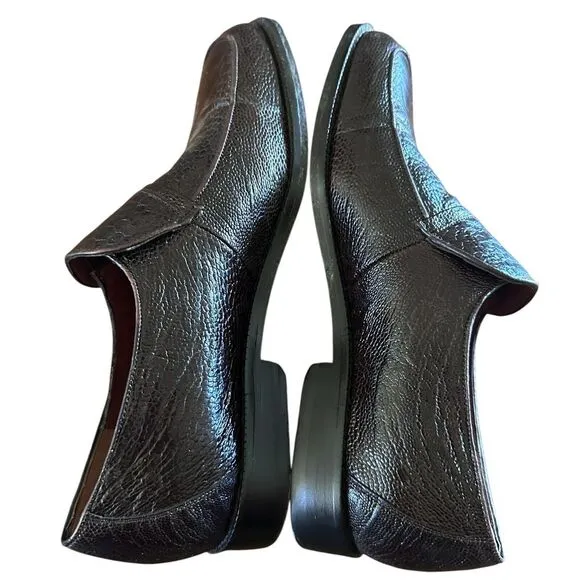 Marquez de Leon Dress Shoes Men's Size 25A US 7A Brown Ostrich Leather‎ Slip On