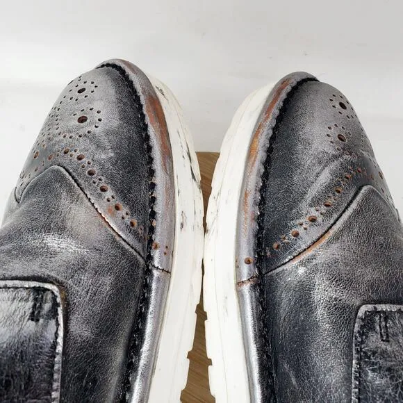 Marsell Shoes Womens 39 Gomme Sancrispa Grey Silver Wingtip Brogue Leather Italy