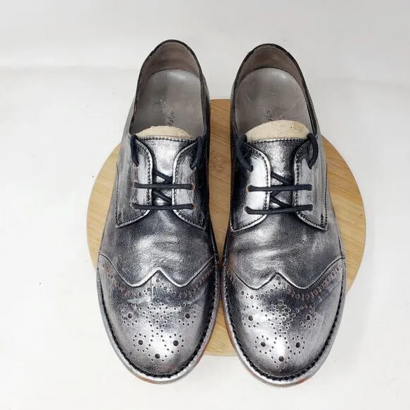 Marsell Shoes Womens 39 Gomme Sancrispa Grey Silver Wingtip Brogue Leather Italy