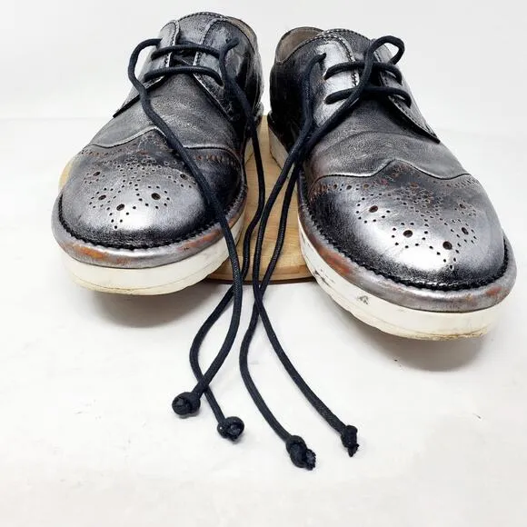 Marsell Shoes Womens 39 Gomme Sancrispa Grey Silver Wingtip Brogue Leather Italy