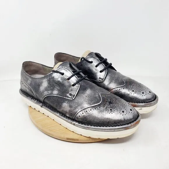 Marsell Shoes Womens 39 Gomme Sancrispa Grey Silver Wingtip Brogue Leather Italy