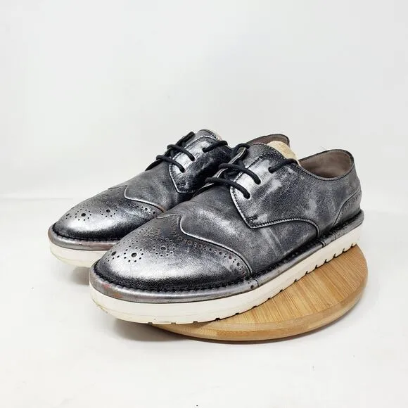 Marsell Shoes Womens 39 Gomme Sancrispa Grey Silver Wingtip Brogue Leather Italy