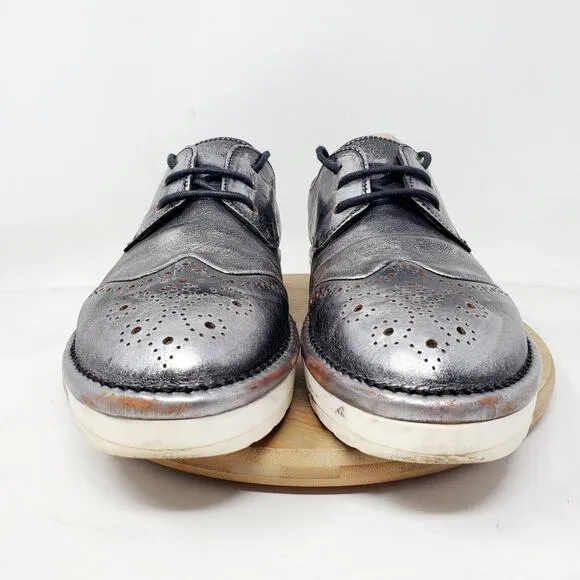 Marsell Shoes Womens 39 Gomme Sancrispa Grey Silver Wingtip Brogue Leather Italy
