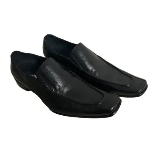 Martello Handmade Men's Size 40 US 9 Black Leather Luxury Slip On Dress Shoes