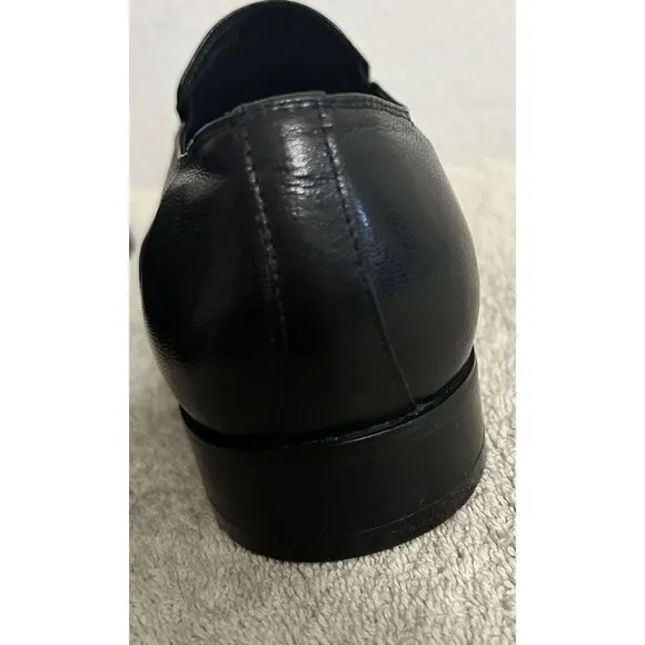 Martello Handmade Men's Size 40 US 9 Black Leather Luxury Slip On Dress Shoes