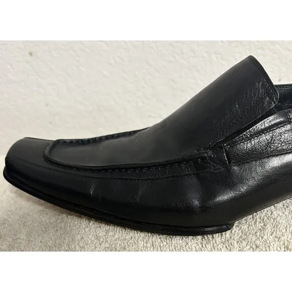 Martello Handmade Men's Size 40 US 9 Black Leather Luxury Slip On Dress Shoes