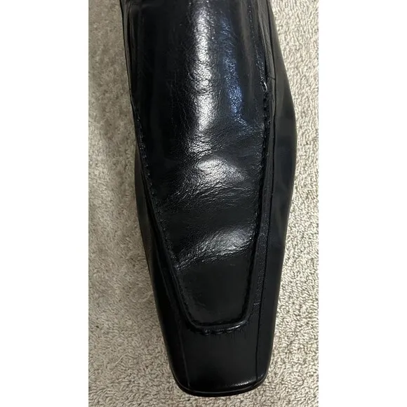 Martello Handmade Men's Size 40 US 9 Black Leather Luxury Slip On Dress Shoes