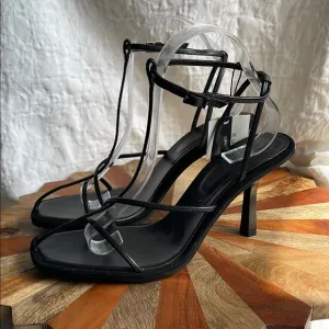 Massimo Dutti Black Strappy Heels with Stiletto