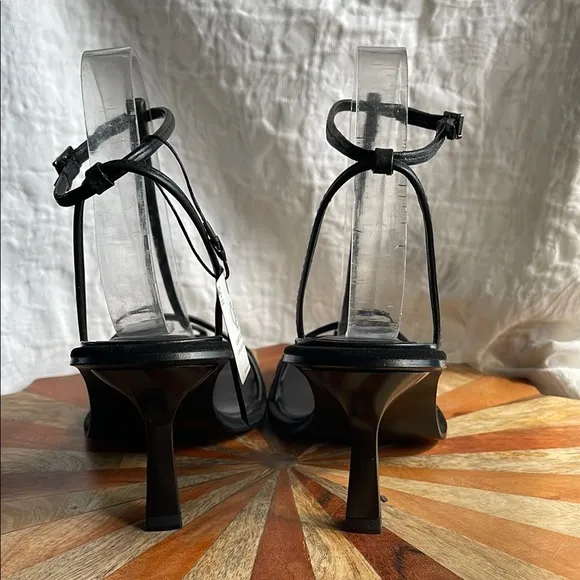 Massimo Dutti Black Strappy Heels with Stiletto