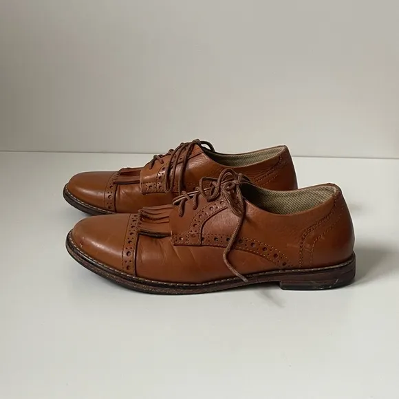 Massimo Dutti Girls’ Brown Leather Shoes with Removable Kiltie Tassle