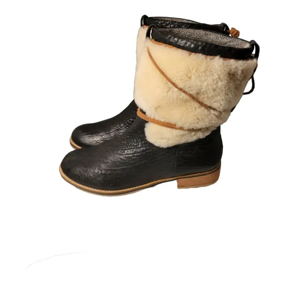 Matt Bernson Winter Lace Up Snow Booties/Size 9.5 Leather And Faux Fur Boots