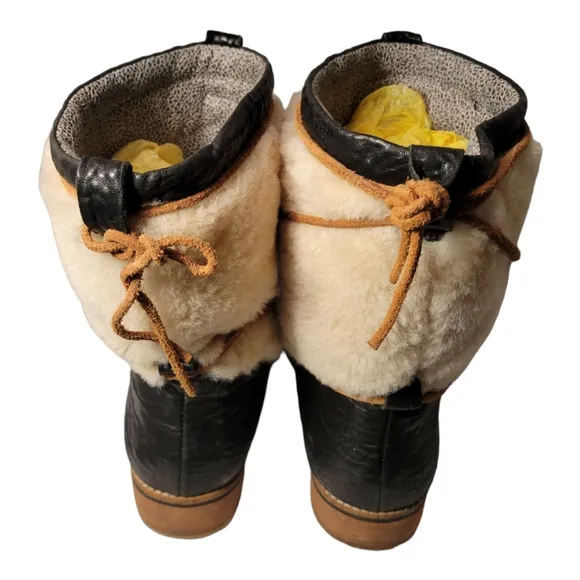 Matt Bernson Winter Lace Up Snow Booties/Size 9.5 Leather And Faux Fur Boots