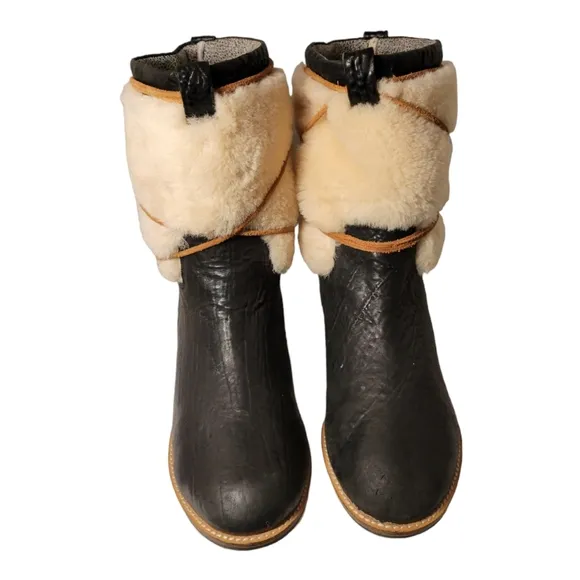 Matt Bernson Winter Lace Up Snow Booties/Size 9.5 Leather And Faux Fur Boots