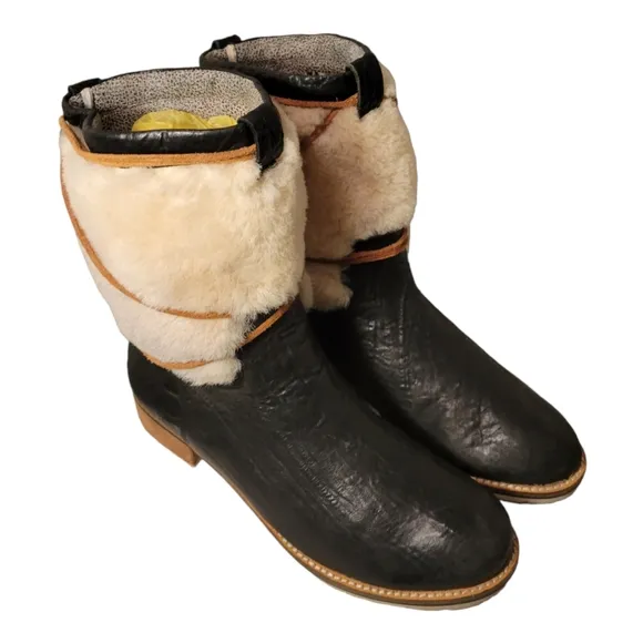 Matt Bernson Winter Lace Up Snow Booties/Size 9.5 Leather And Faux Fur Boots