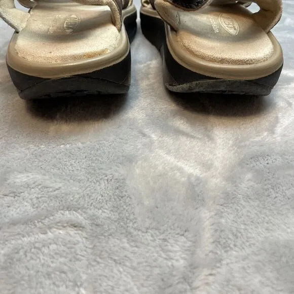 MBT Kisumu Sandals Mens 11 Brown Leather Rocker Sole Comfort Hook Loop Closures
