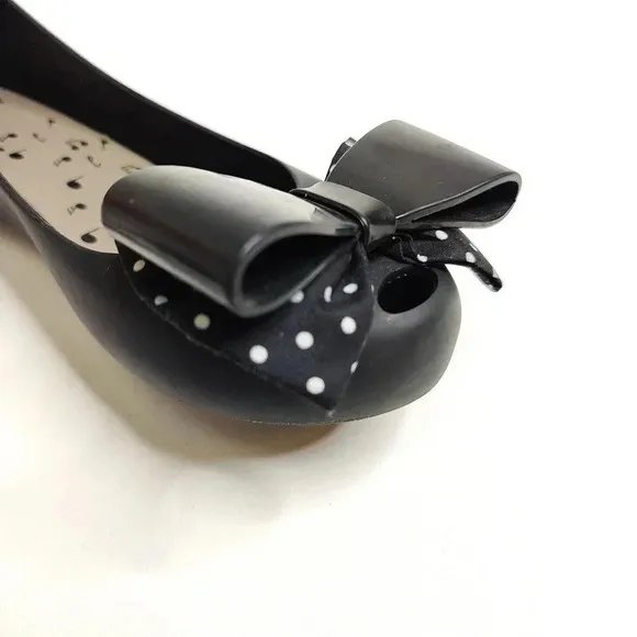 MELISSA Steamboat Willie Mickey Minnie Black Bow Flats Shoes Size 7