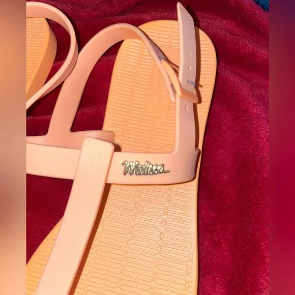 Melissa sun ventura jelly orange t-strap casual comfort sandals size 7