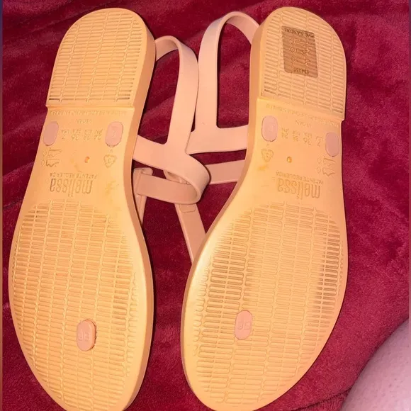 Melissa sun ventura jelly orange t-strap casual comfort sandals size 7