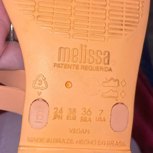 Melissa sun ventura jelly orange t-strap casual comfort sandals size 7