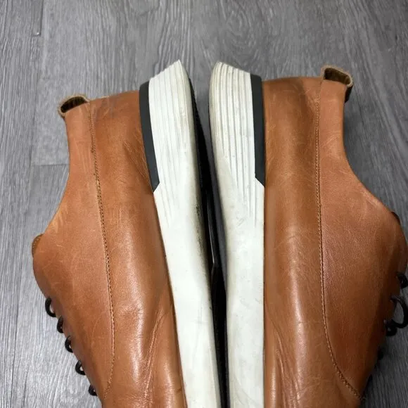 Men Sz 14 Wolf &amp; Shepherd Longwing Crossover Honey Loafer Tan Lace Leather Shoes