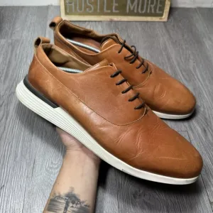 Men Sz 14 Wolf &amp; Shepherd Longwing Crossover Honey Loafer Tan Lace Leather Shoes
