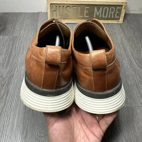 Men Sz 14 Wolf &amp; Shepherd Longwing Crossover Honey Loafer Tan Lace Leather Shoes