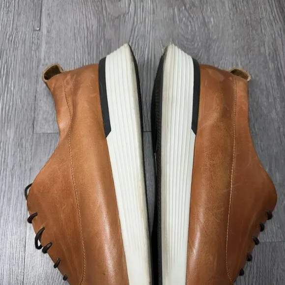 Men Sz 14 Wolf &amp; Shepherd Longwing Crossover Honey Loafer Tan Lace Leather Shoes