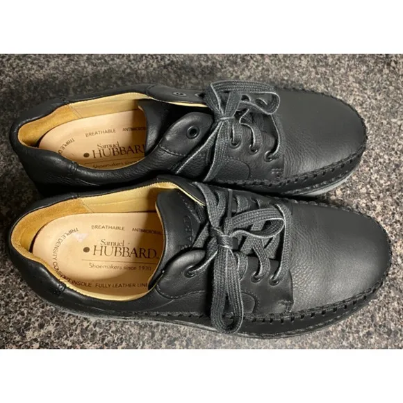 Mens 8 Samuel Hubbard Get-Up Lace-Up Black Leather Shoes Oxford Vibram Soles