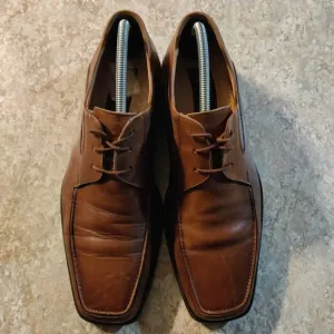 Mens 9.5 M Mercanti Fiorentini Italy Brown Leather Shoes Oxfords Lace-Up Italian