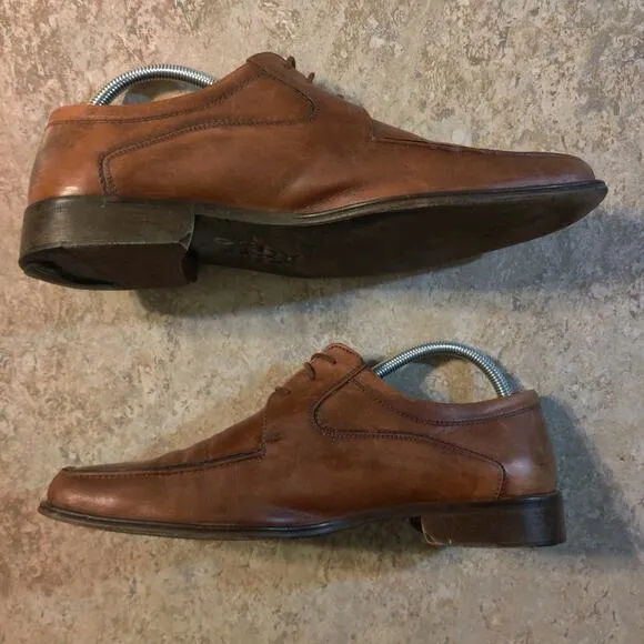 Mens 9.5 M Mercanti Fiorentini Italy Brown Leather Shoes Oxfords Lace-Up Italian