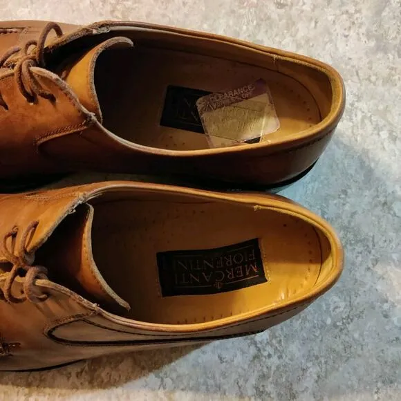 Mens 9.5 M Mercanti Fiorentini Italy Brown Leather Shoes Oxfords Lace-Up Italian