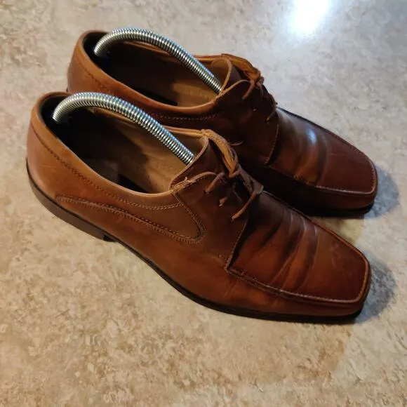 Mens 9.5 M Mercanti Fiorentini Italy Brown Leather Shoes Oxfords Lace-Up Italian