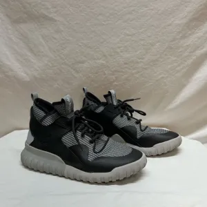 Men’s Adidas Gray and Black Tubular x High Cut Tennis Shoes Size 9