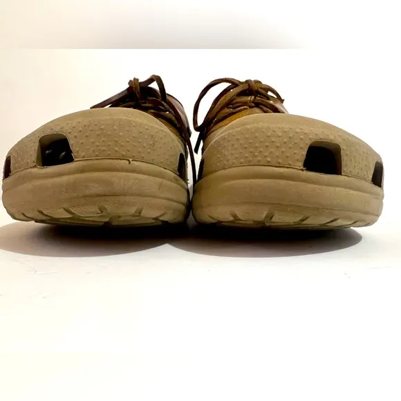 Mens Crocs Pit Crew Islander Boat Shoes Brown/Tan Size 12
