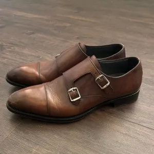 Men’s di bianco leather Oxford monk strap shoes size 9.5