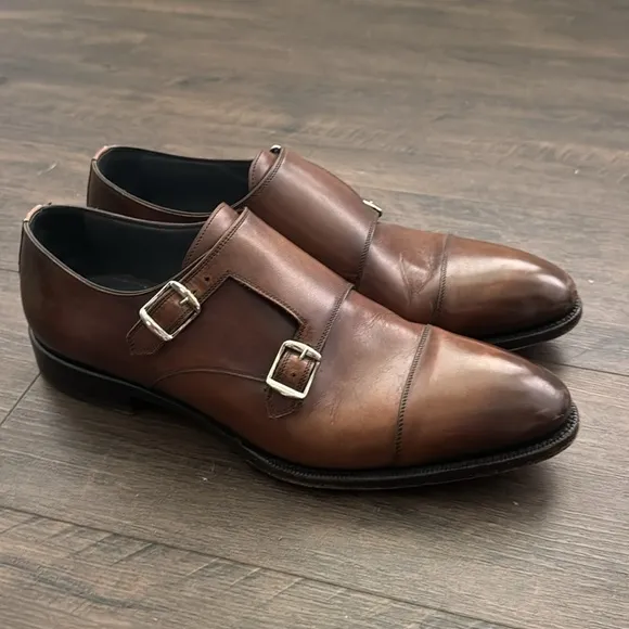 Men’s di bianco leather Oxford monk strap shoes size 9.5