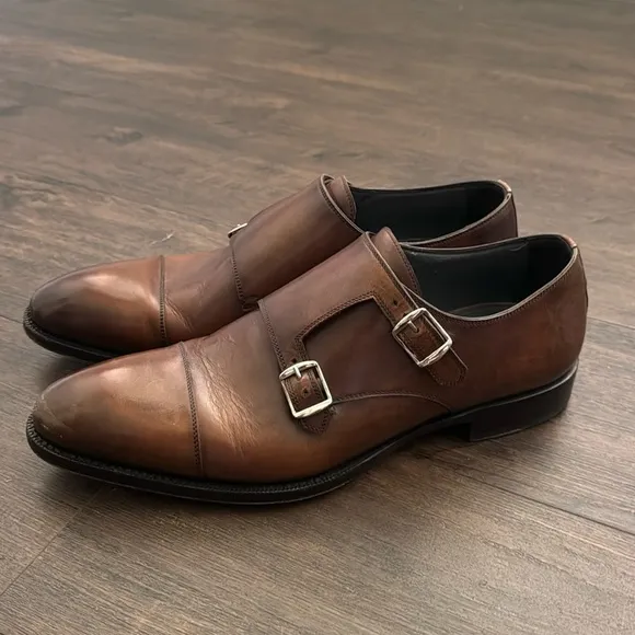Men’s di bianco leather Oxford monk strap shoes size 9.5