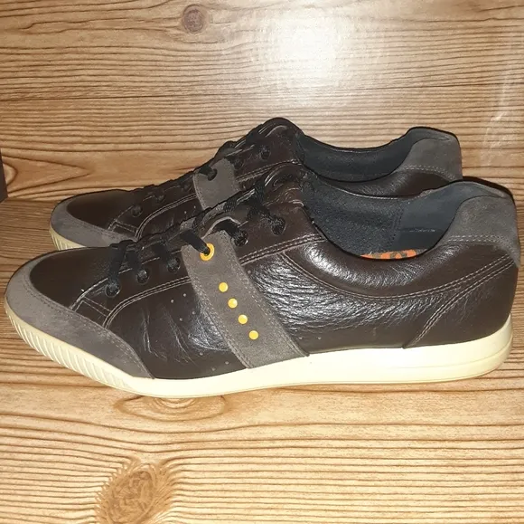 Mens' Ecco Street Premiere Spikeless Golf Shoes Brown Leather &amp; Suede Size 11.5