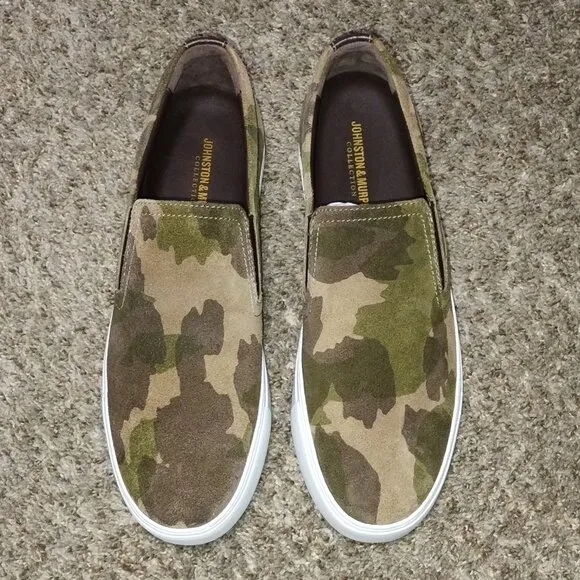 Men's Johnston &amp; Murphy Anson Slip- Camouflage Shoes Size US 10.5 M. NWOB.