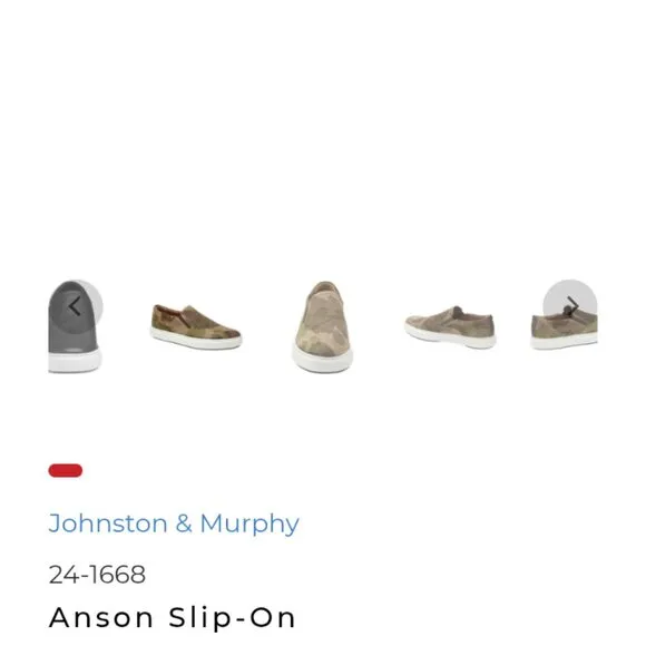 Men's Johnston &amp; Murphy Anson Slip- Camouflage Shoes Size US 10.5 M. NWOB.