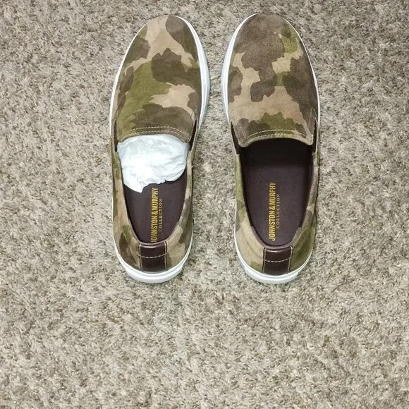 Men's Johnston &amp; Murphy Anson Slip- Camouflage Shoes Size US 10.5 M. NWOB.