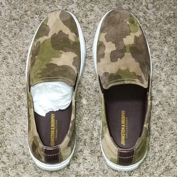 Men's Johnston &amp; Murphy Anson Slip- Camouflage Shoes Size US 10.5 M. NWOB.
